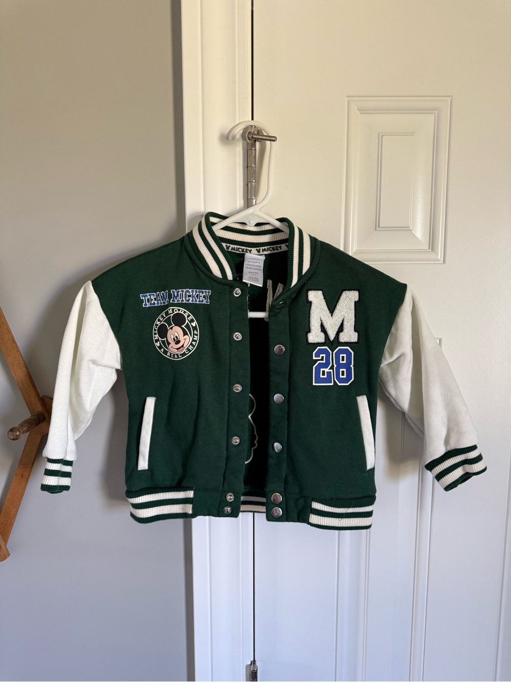 Disney Green and White Mickey Varsity Jacket